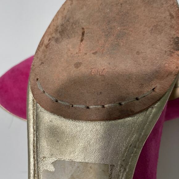 Diane Von Furstenberg suede flats pink with and Gold heel size 8 - Picture 3 of 6